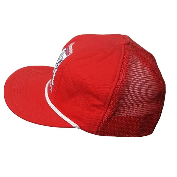 Vtg Drummond American Bull Dog Flag Red Snap Back Mesh Trucker Hat Cap - Picture 2 of 6